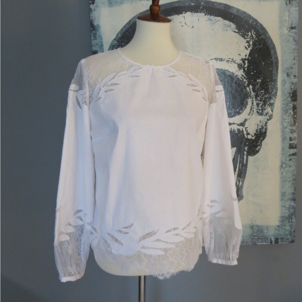 White House Black Market White Lace Blouse
